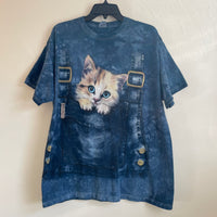 Vintage 90s Kitten in a Pocket Tie Dye tee from The Mountain // Unisex Size X-Large // hey tiger louisville 