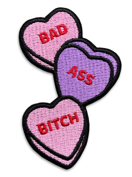Bad Ass Bitch candy hearts patch by groovy things co // hey tiger louisville 