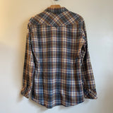 Vintage Wrangler Western Wear Plaid Pearl Snap Flannel Shirt // Unisex Size Medium // hey tiger louisville ky 