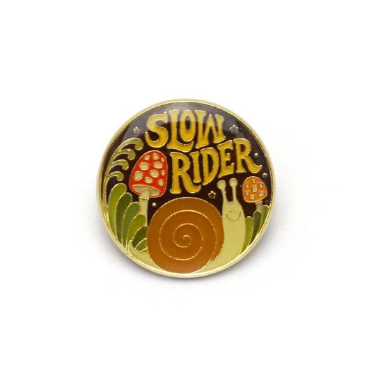 Slow Rider Retro Style Snail Enamel Pin by Lucky Horse Press // Hey Tiger Louisville Kentucky
