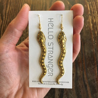 Snake dangle earrings by Hello Stranger in Matte Gold // handmade in USA // Hey Tiger Louisville Kentucky