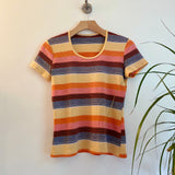 Vintage 80s 80s Striped Scoop neck pullover // size Small Medium // Hey tiger Louisville Kentucky 