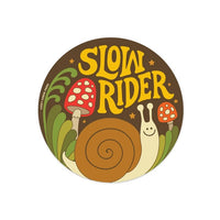 Slow Rider Vinyl die cut Snail Sticker by Lucky Horse Press // Hey Tiger Louisville Kentucky