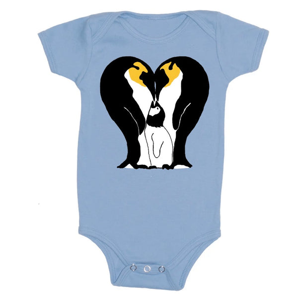 Penguin Family baby one piece is printed by hand on a high quality, sweatshop-free super soft infant bodysuit by Gnome Enterprises // hey tiger louisville kentucky