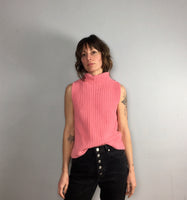 Vintage 80s 90s boxy Chunky Cable Knit sleeveless sweater // size Medium // retro minimalist spring summer // hey tiger louisville kentucky