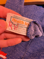 Vintage Health-Tex unisex denim look overalls shortalls romper onesie with sailboat patch // Size 12 month (HT2361)