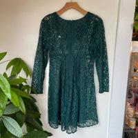 Vintage 90s Dress By Choice forest green sheer lace babydoll dress // Size 3 (HT2342)