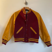 Vintage Wool and Leather Varsity bomber jacket // Youth Size 14 // retro sporty athletic hip hop street style (HT2323)