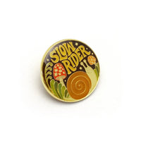 Slow Rider Retro Style Snail Enamel Pin by Lucky Horse Press // Hey Tiger Louisville Kentucky
