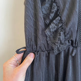 Vintage sheer deep v babydoll nightie onesie bodysuit lingerie // size medium (HT2334)