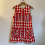 Vintage 1960s Bobbie Brooks button up plaid tunic jumper pinafore sleeveless micro mini dress // Made in the USA (HT2325)