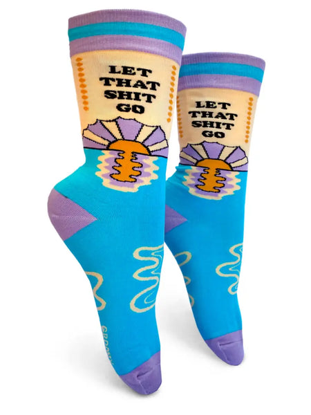 Let That Shit Go Womens Crew Socks by groovy things co // hey tiger louisville