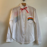 Vintage Deadstock Rainbow blouse // size Small // hey tiger louisville kentucky
