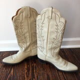 Vintage Ivory Cream leather Western Boots // size 9 1/2 // boho hippie // hey tiger louisville kentucky