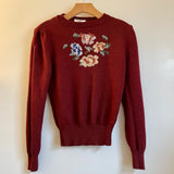 Vintage 70s 80s Needlepoint floral pullover sweater // Size Small // hey tiger louisville kentucky