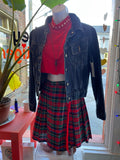 Vintage 60s pleated plaid wrap skirt with fringe detail // XXS XS (HT2331)