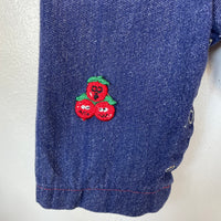 Vintage Handmade 60s 70s unisex denim look overalls romper onesie with patches // (HT2366)