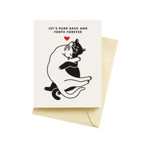 black and white cat yin yang snuggle purr back and forth forever love card // seltzer goods // hey tiger louisville