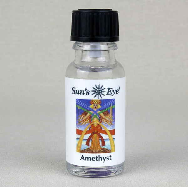 Suns Eye Amethyst Oil, featuring Amethyst Chips with floral top notes in a base of Sandalwood, is formulated to enhance courage, peace, and dreams. Hey Tiger Louisville Kentucky 