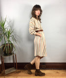 Vintage retro ILSE M Striped Linen dress // size medium large // 70s 80s style // hey tiger louisville kentucky