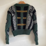 Vintage 1980s NOVO Mohair Wool Cardigan Sweater with Faux Leather Details // Size Small // hey tiger louisville 