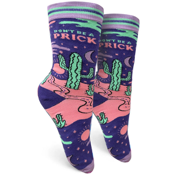don't be a prick womens cactus crew socks // hey tiger louisville